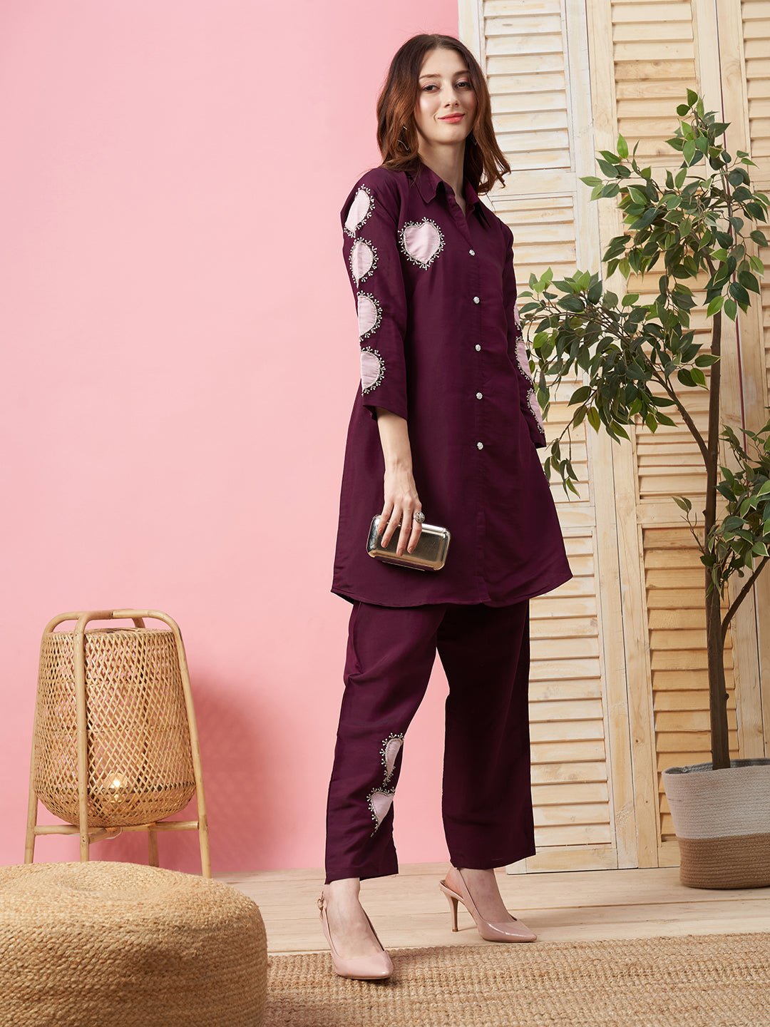 Wne Polyester Co-ords - Embroidered Kurta and Trouser Set